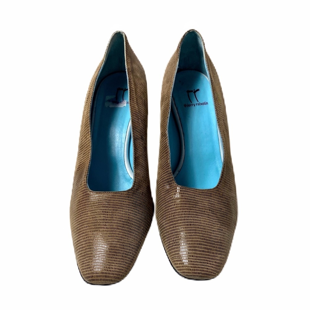 Theirry Rabotin Womens Suede Embossed Pumps Size 40 Metallic Brown Made in Italy - Picture 2 of 15